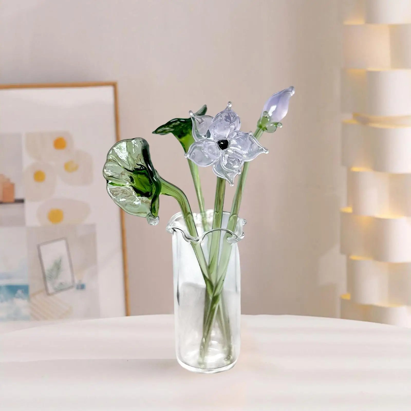 Timeless Glass Flower Bouquet & Vase Figurine | Elegant Home Decor