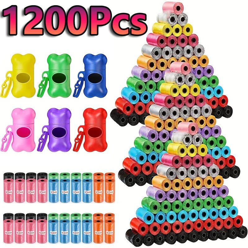 1200 Leak-Proof Dog Poop Bags | Cartoon Paw Graphic Pet Waste Bags