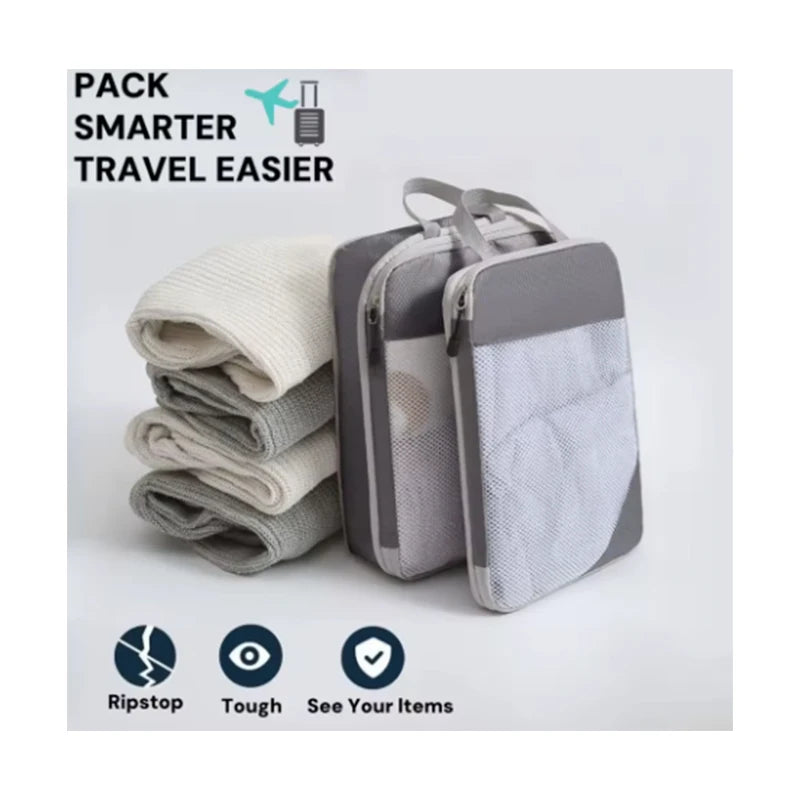 3-Piece Compressible Waterproof Travel Packing Cubes Set | Luggage Organizers