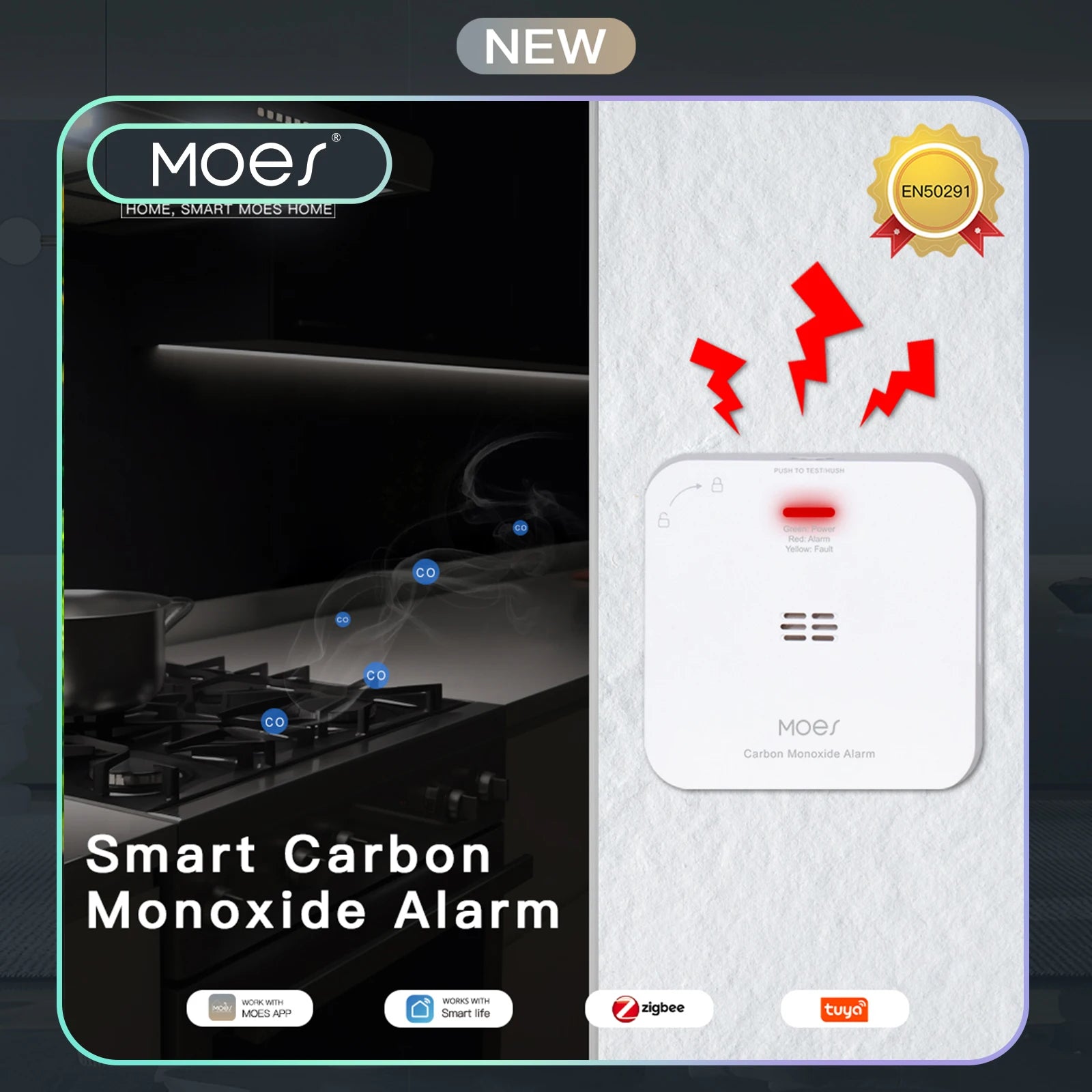 MOES ZigBee Smart Carbon Monoxide Detector Alarm