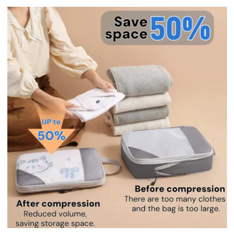 3-Piece Compressible Waterproof Travel Packing Cubes Set | Luggage Organizers