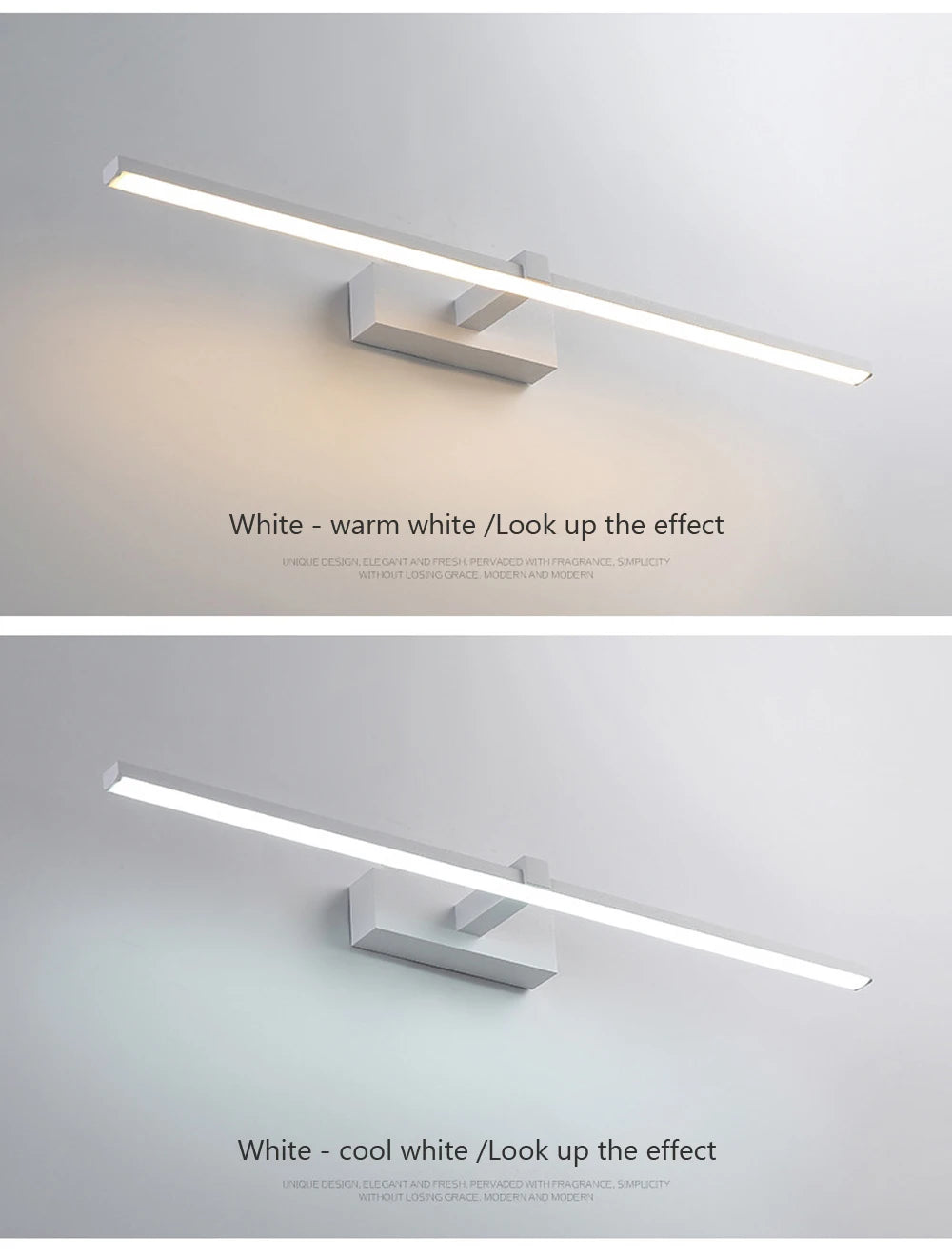Vabena Modern LED Bathroom Wall Light - Three Color Aluminum Mirror Lamp