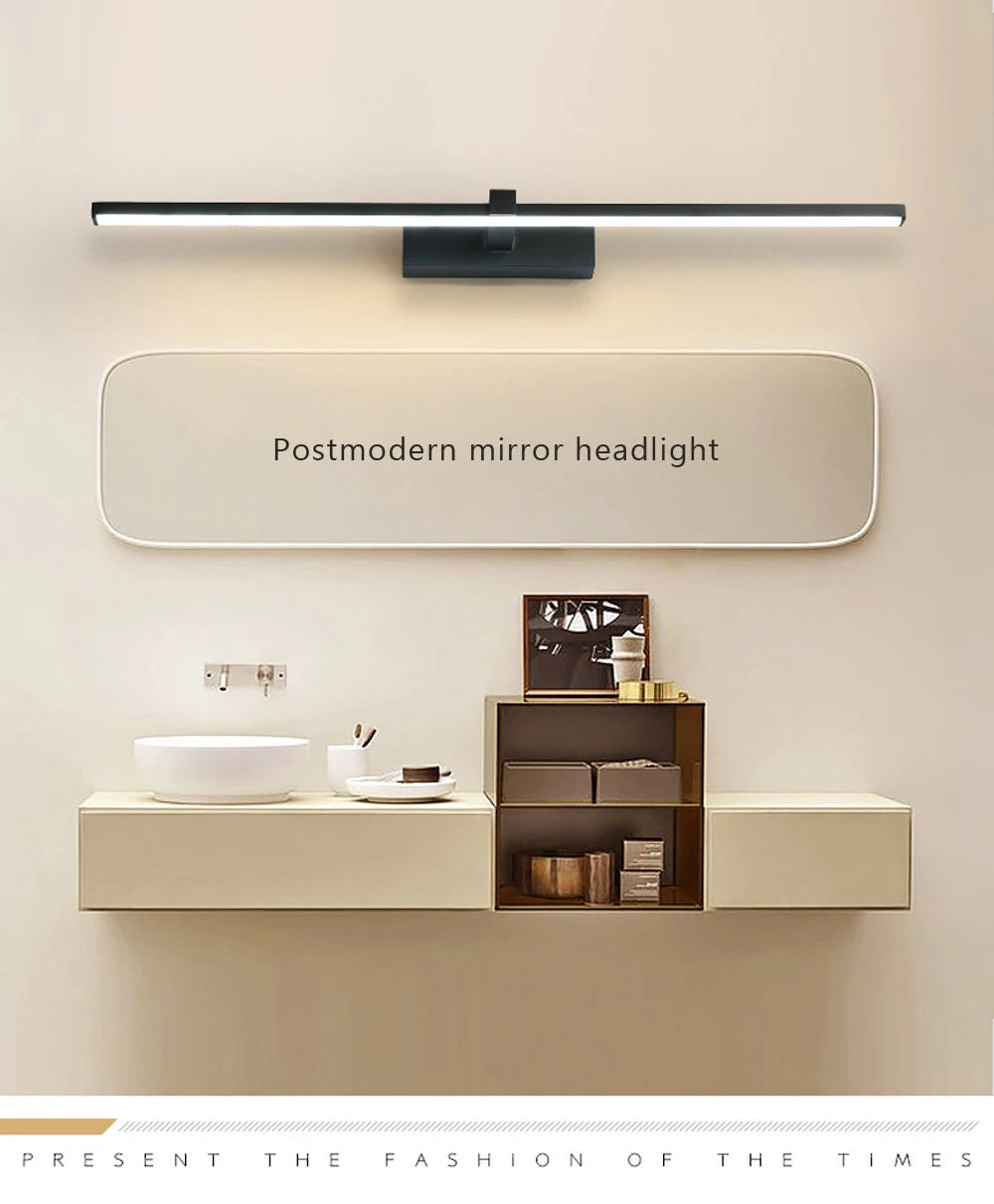 Vabena Modern LED Bathroom Wall Light - Three Color Aluminum Mirror Lamp