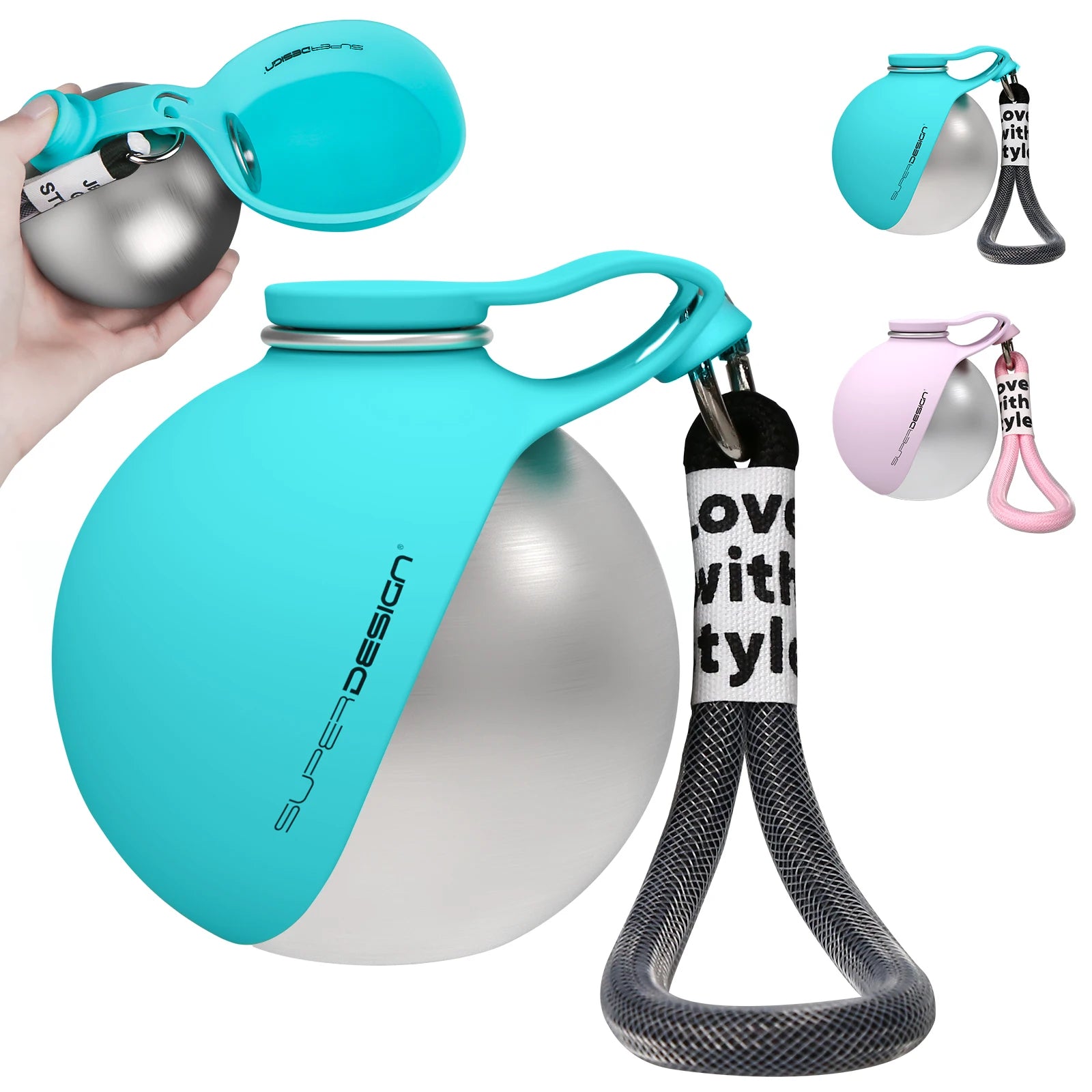 Portable Dog Water Bottle for Small Dogs - 2-in-1 Leak-Proof Travel Feeder