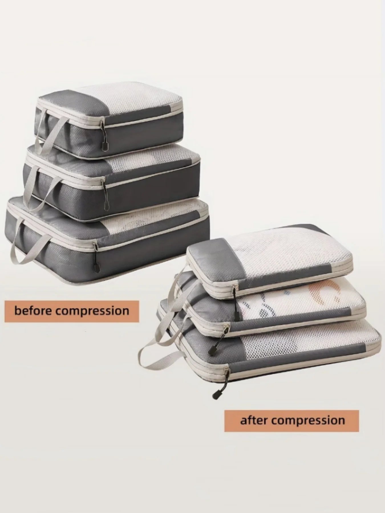 3-Piece Compressible Waterproof Travel Packing Cubes Set | Luggage Organizers