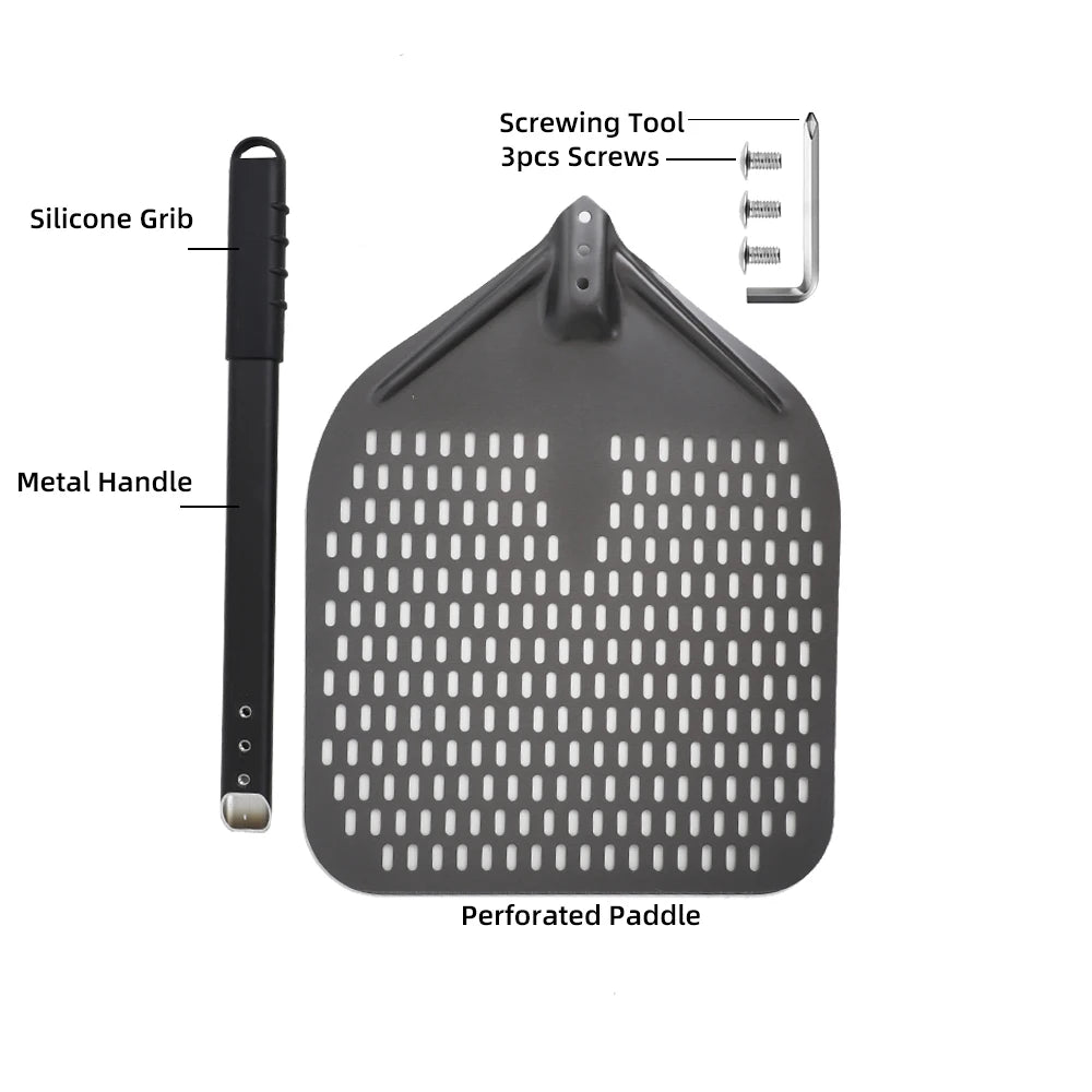 6-14 Inch Hard Anodized Aluminum Pizza Peel – Durable Oven Spatula & Bread Paddle