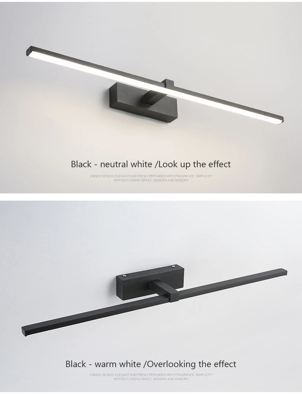 Vabena Modern LED Bathroom Wall Light - Three Color Aluminum Mirror Lamp