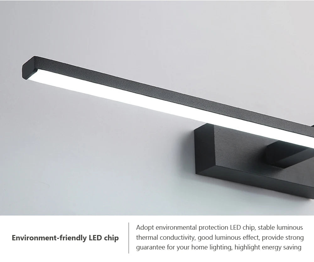Vabena Modern LED Bathroom Wall Light - Three Color Aluminum Mirror Lamp