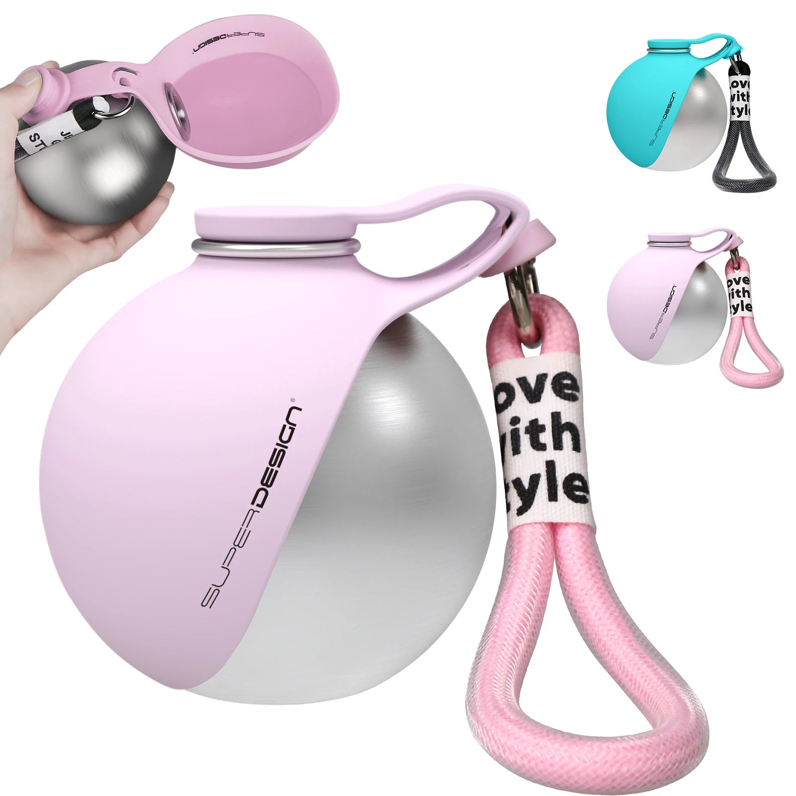 Portable Dog Water Bottle for Small Dogs - 2-in-1 Leak-Proof Travel Feeder
