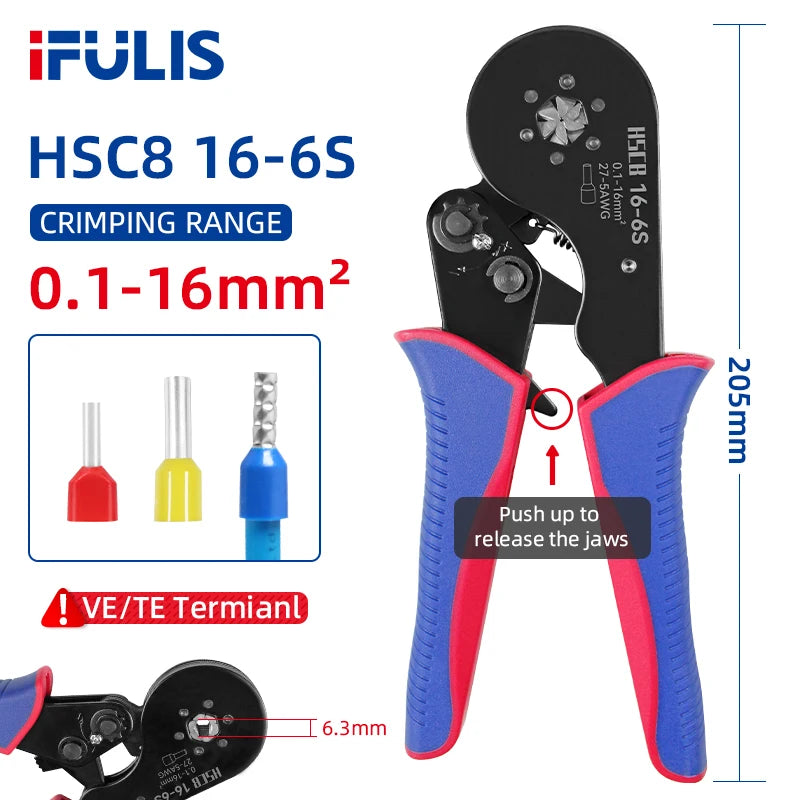 IFULIS HSC8 Precision Tubular Terminal Crimping Pliers 16mm² – Reliable Electrical Connections