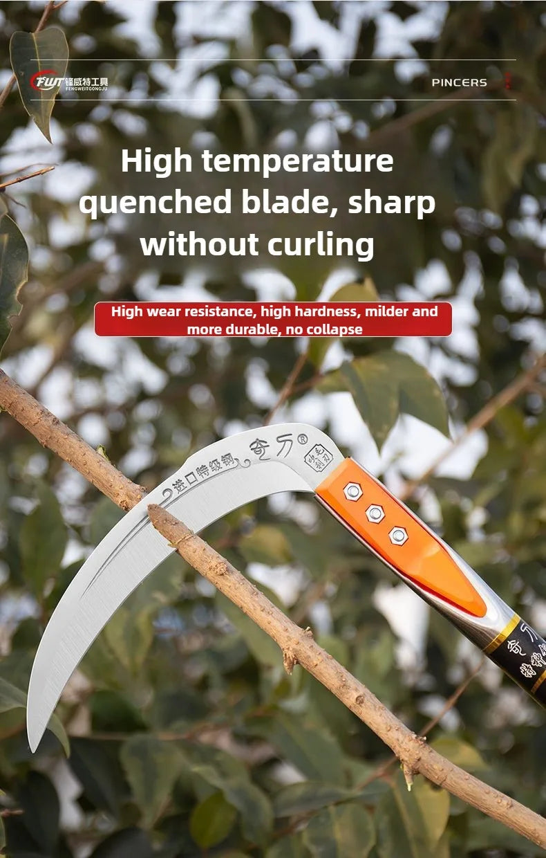 Long-Handle Manual Grass Sickle for Weeding & Gardening