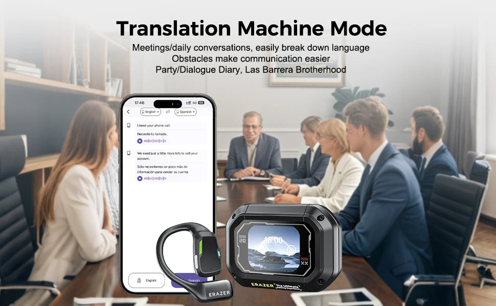 Erazer XP6 AI Translator Wireless Earbuds - Gaming Headset with App Equalizer