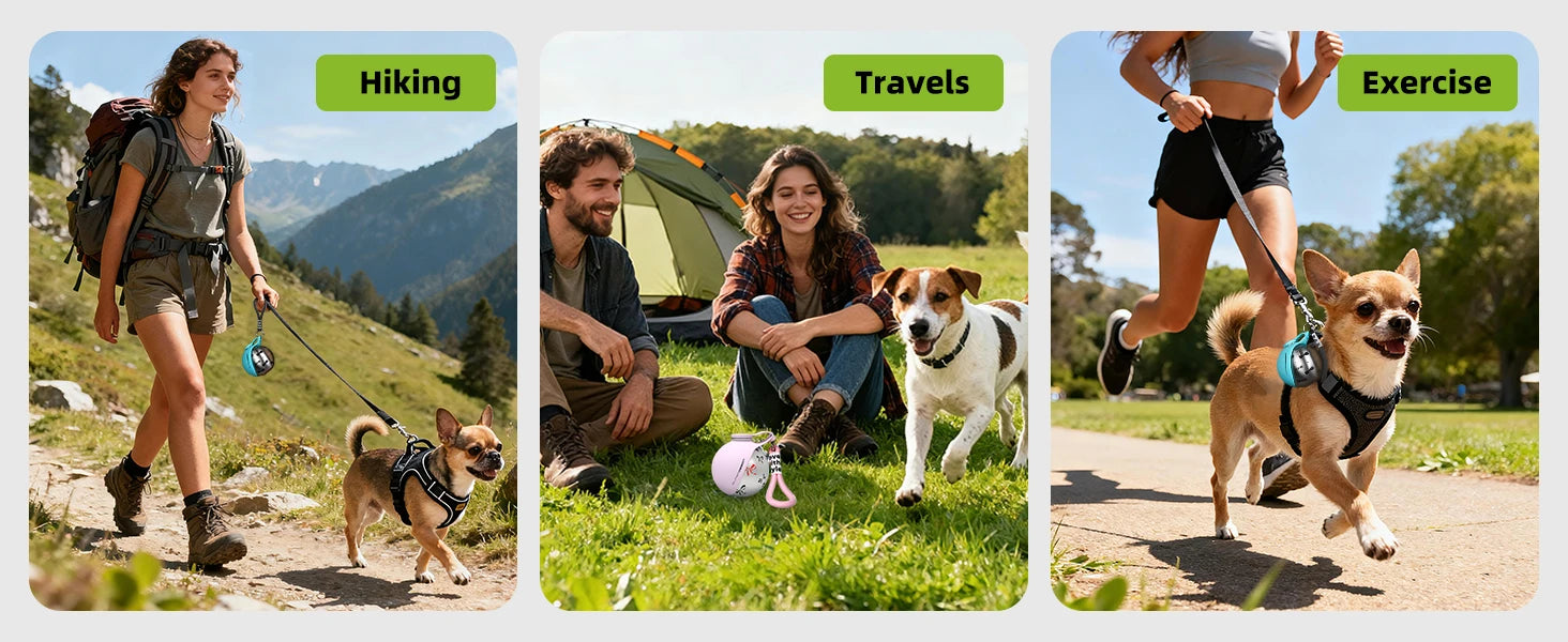 Portable Dog Water Bottle for Small Dogs - 2-in-1 Leak-Proof Travel Feeder