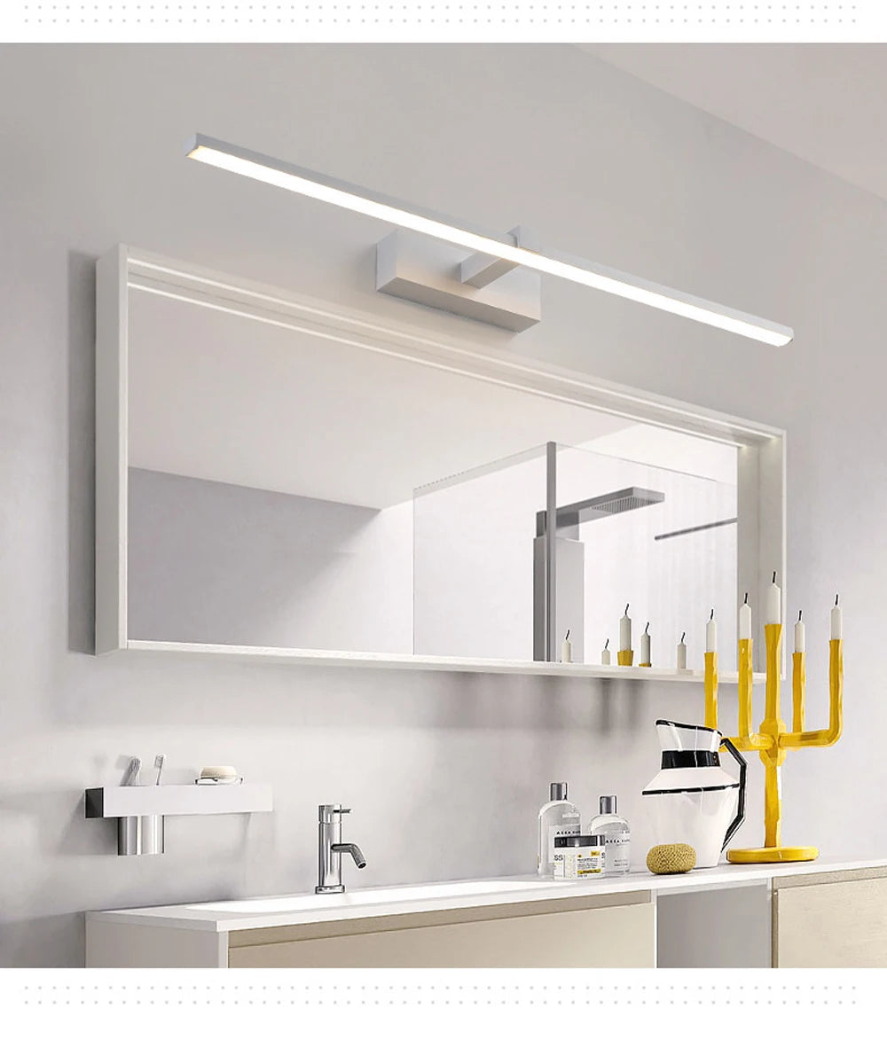 Vabena Modern LED Bathroom Wall Light - Three Color Aluminum Mirror Lamp