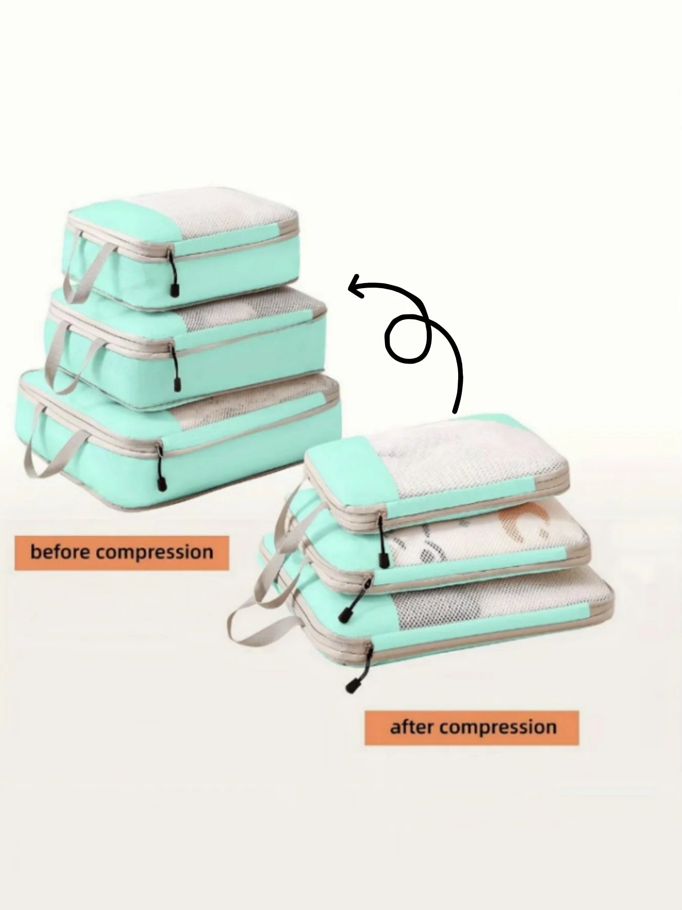 3-Piece Compressible Waterproof Travel Packing Cubes Set | Luggage Organizers