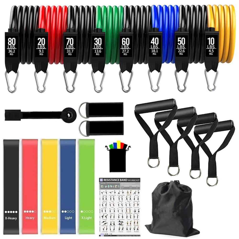 Workout Bar & Resistance Bands Set - Home Gym & Pilates