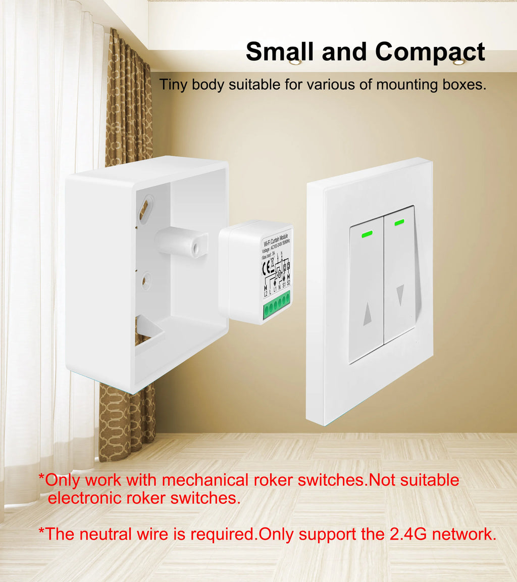GIRIER Tuya Smart WiFi Curtain Module for Roller Shutters - Alexa & Google Home Compatible