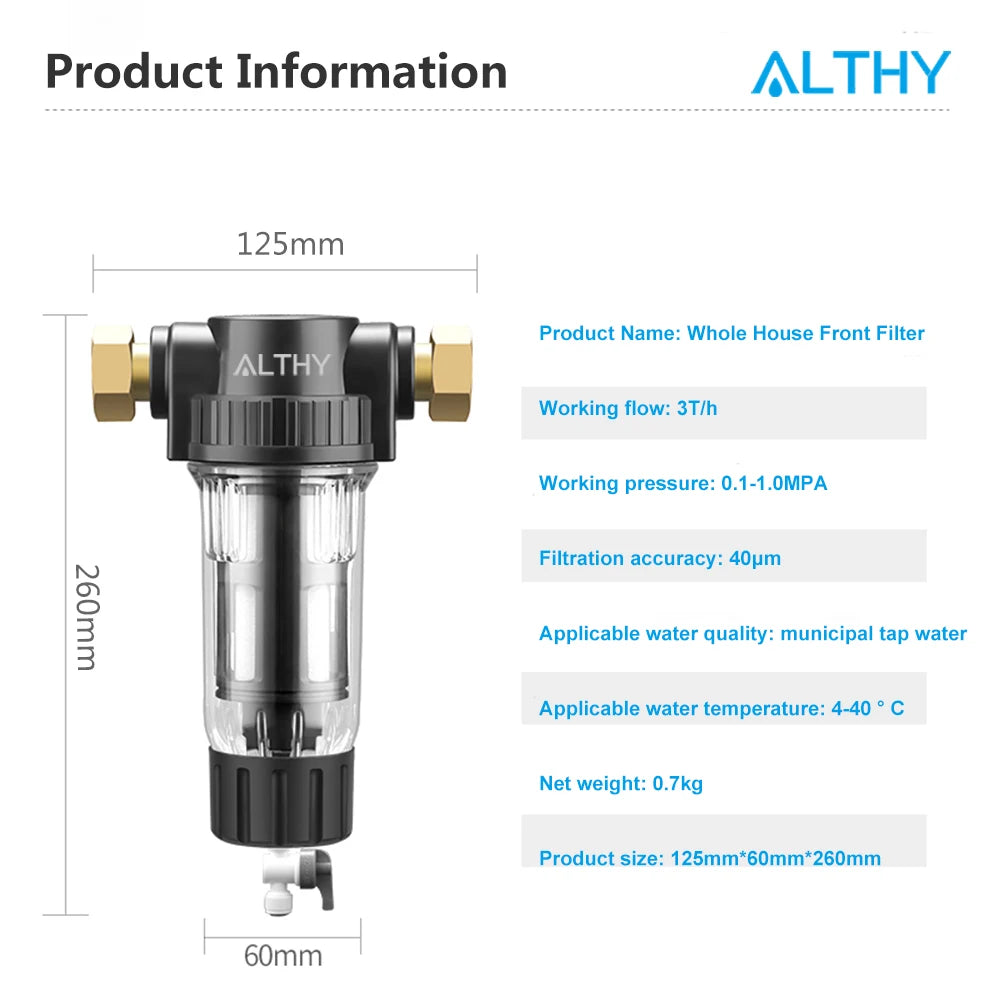 ALTHY Whole House Spin Down Sediment Water Filter Central Prefilter System