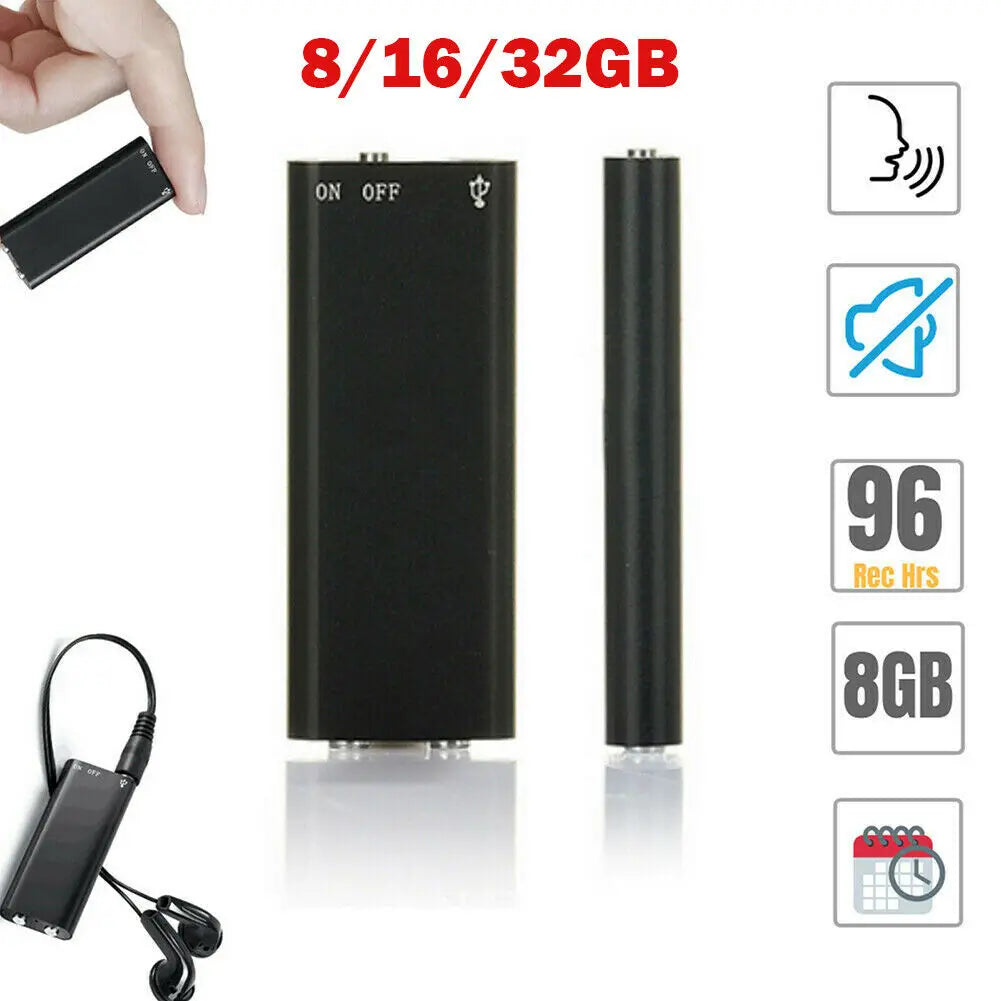 Ultra-Thin Mini Voice Recorder & MP3 Player | Digital Dictaphone 4-32GB