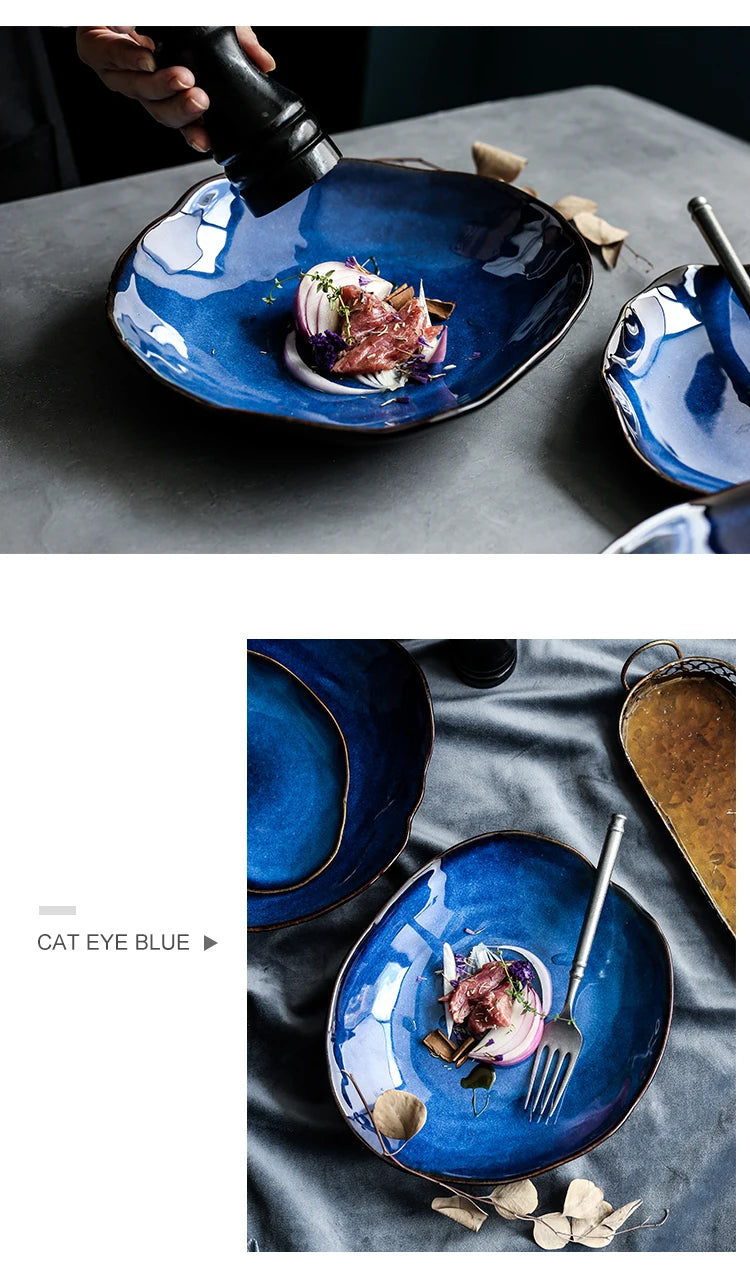 KINGLANG Nordic Irregular Ceramic Plate & Bowl Set - Modern Dining Collection