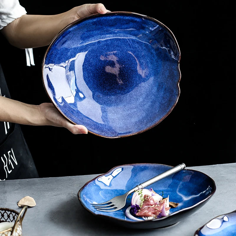 KINGLANG Nordic Irregular Ceramic Plate & Bowl Set - Modern Dining Collection