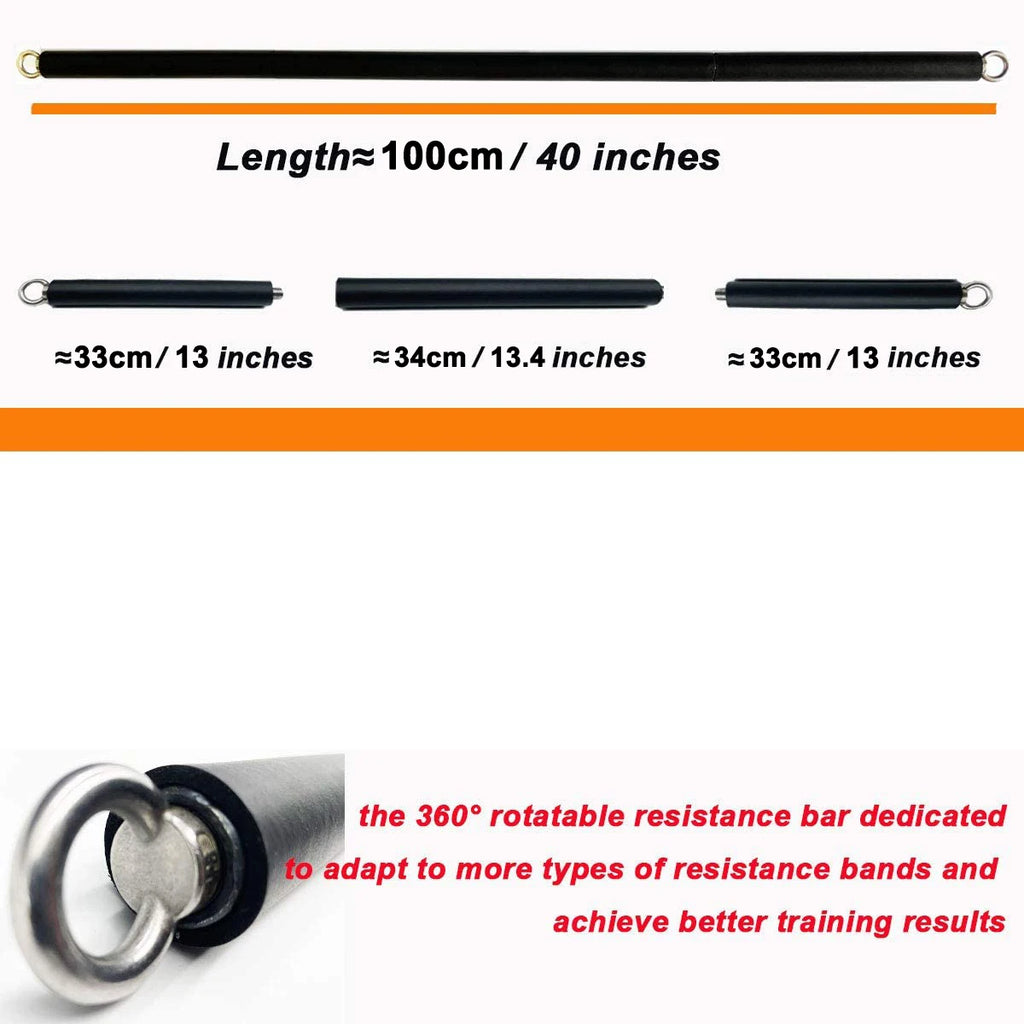 Workout Bar & Resistance Bands Set - Home Gym & Pilates