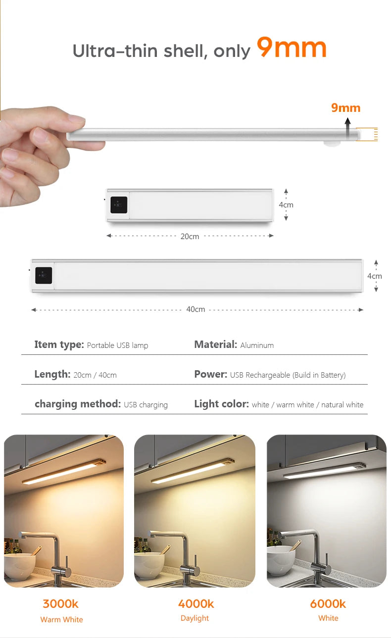 MALITAI Ultra-thin USB LED Cabinet Light - Hand Sweep Sensor