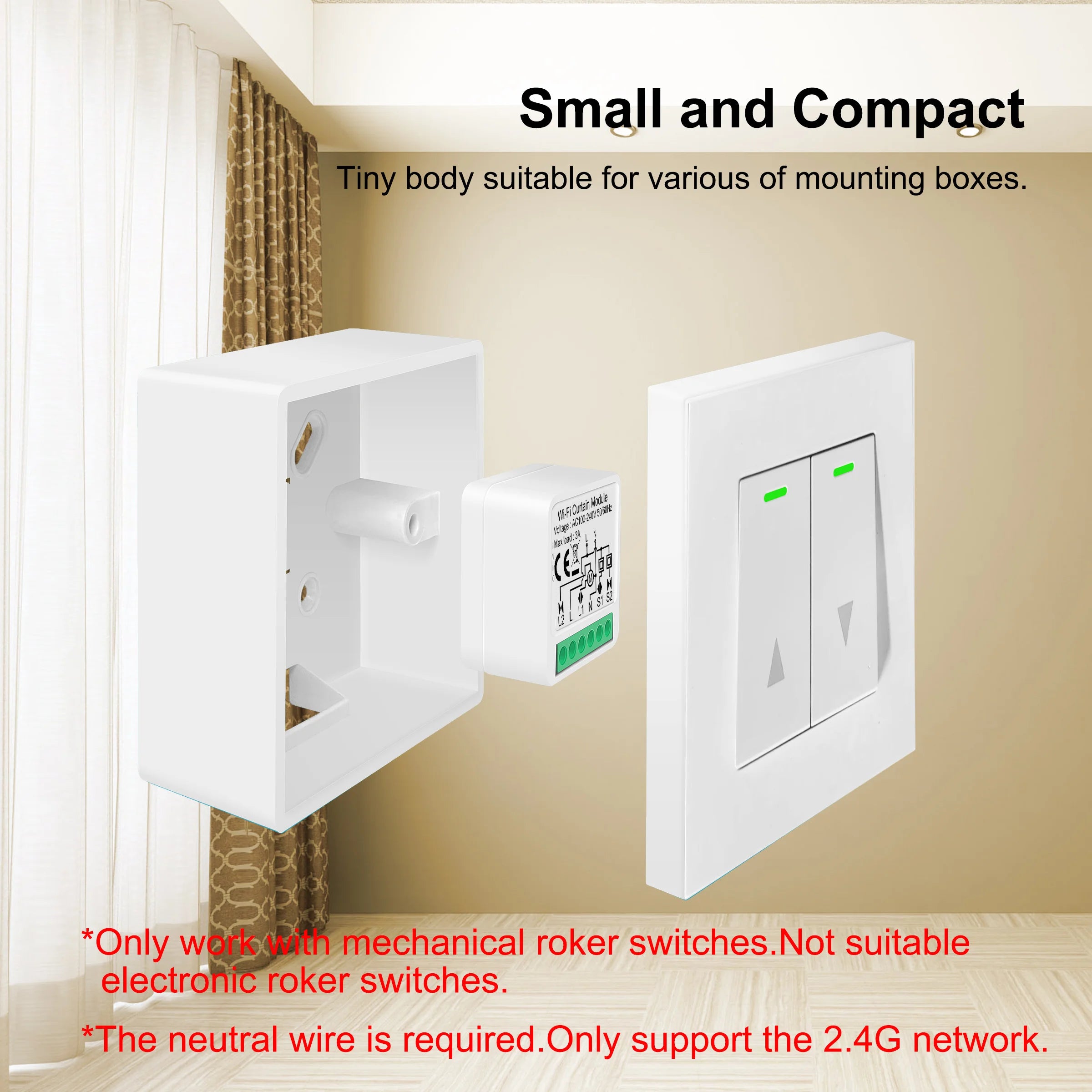 GIRIER Tuya Smart WiFi Curtain Module for Roller Shutters - Alexa & Google Home Compatible