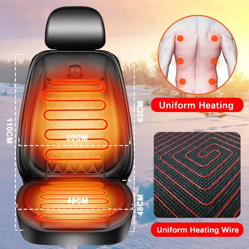 Heated Car Seat Cover | Quick Heat Seat Protector 12-24V