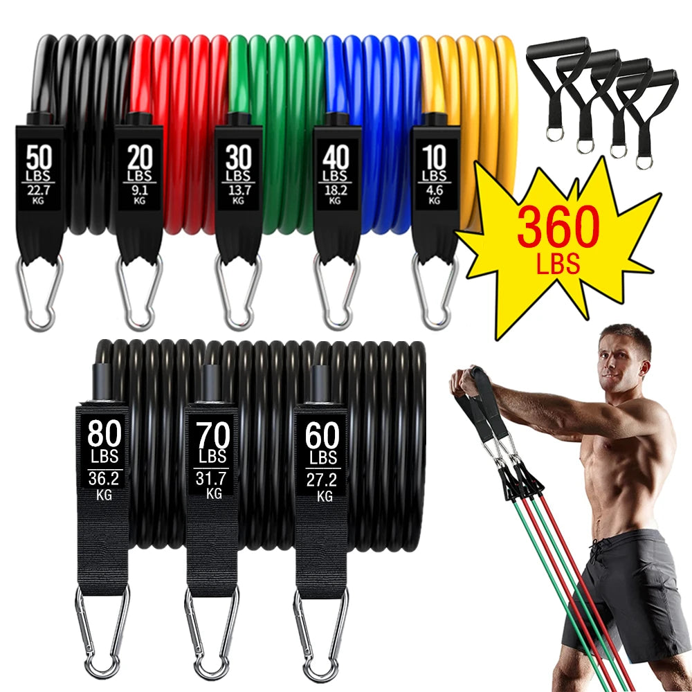 Workout Bar & Resistance Bands Set - Home Gym & Pilates
