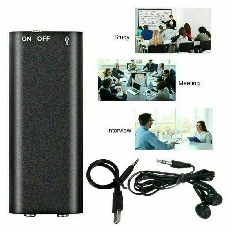 Ultra-Thin Mini Voice Recorder & MP3 Player | Digital Dictaphone 4-32GB