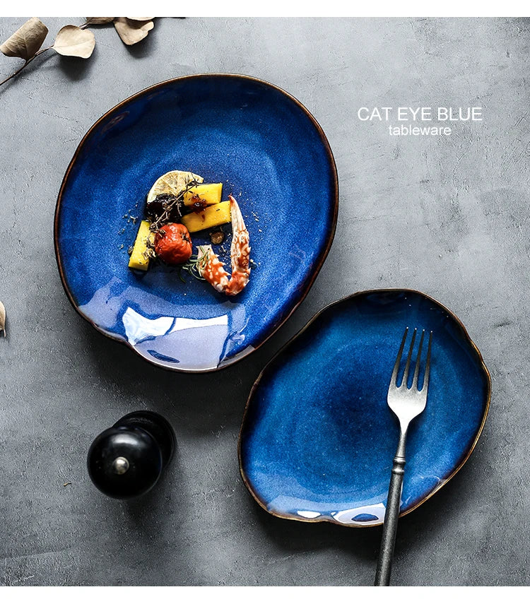KINGLANG Nordic Irregular Ceramic Plate & Bowl Set - Modern Dining Collection