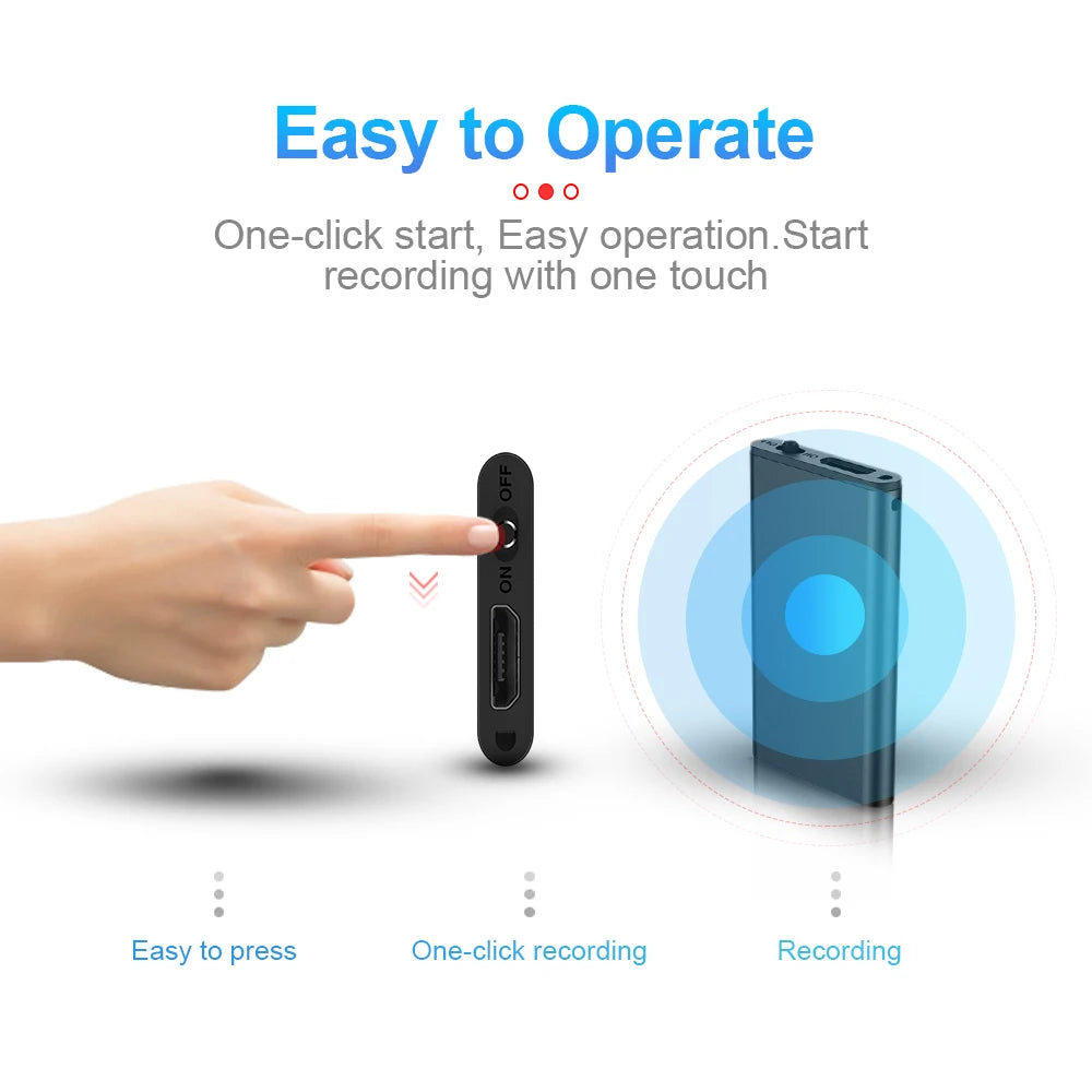 Ultra-Thin Mini Voice Recorder & MP3 Player | Digital Dictaphone 4-32GB