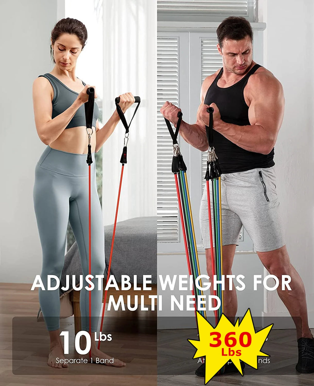 Workout Bar & Resistance Bands Set - Home Gym & Pilates