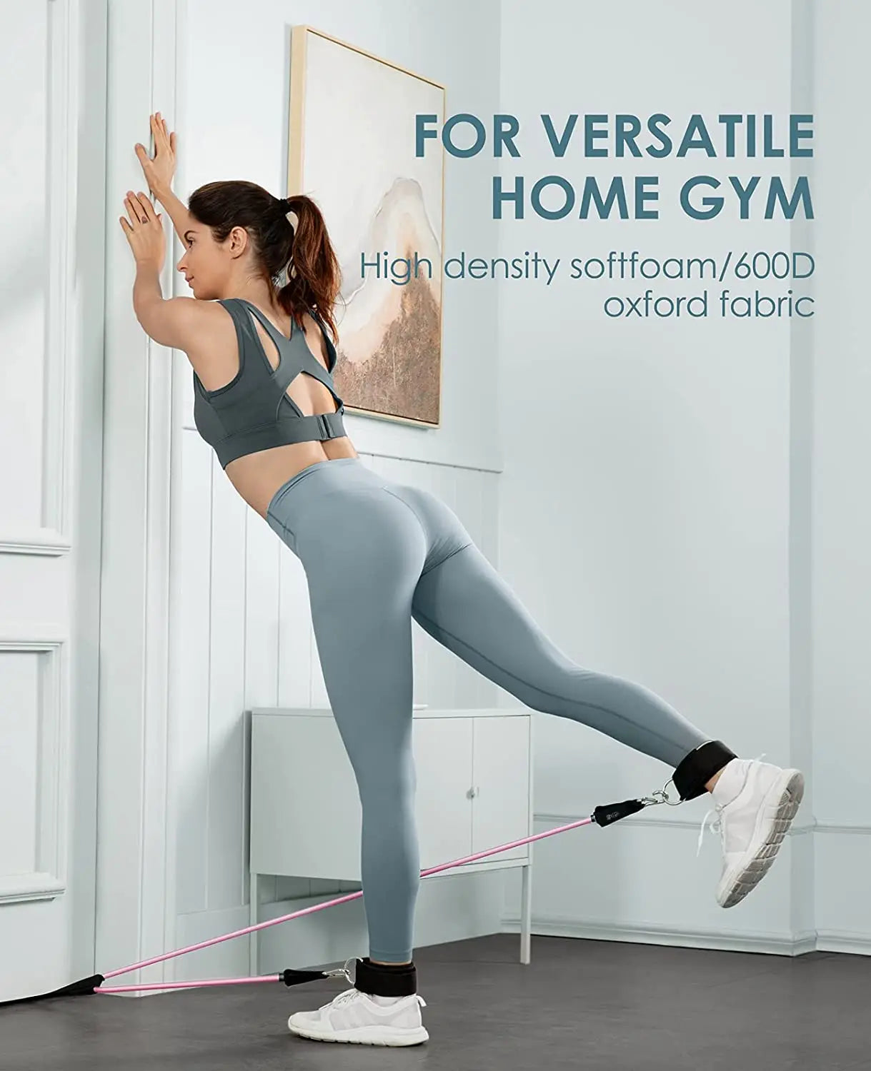 Workout Bar & Resistance Bands Set - Home Gym & Pilates