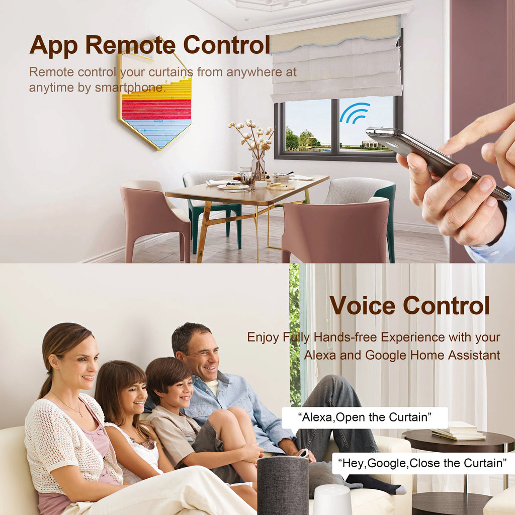 GIRIER Tuya Smart WiFi Curtain Module for Roller Shutters - Alexa & Google Home Compatible