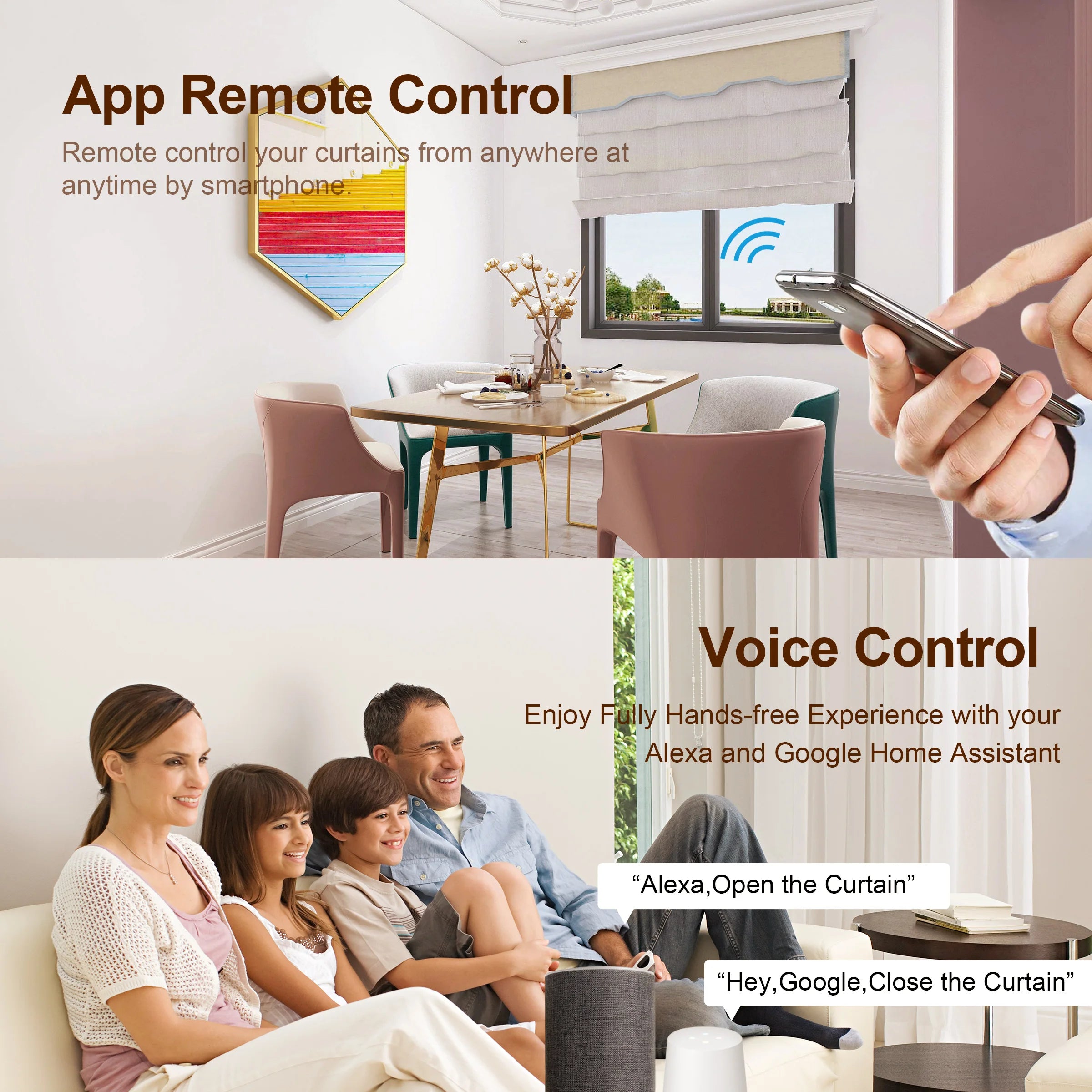 GIRIER Tuya Smart WiFi Curtain Module for Roller Shutters - Alexa & Google Home Compatible