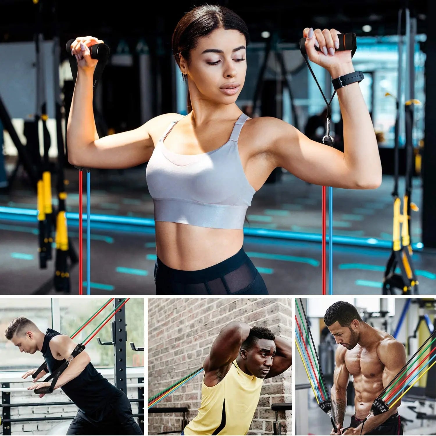 Workout Bar & Resistance Bands Set - Home Gym & Pilates