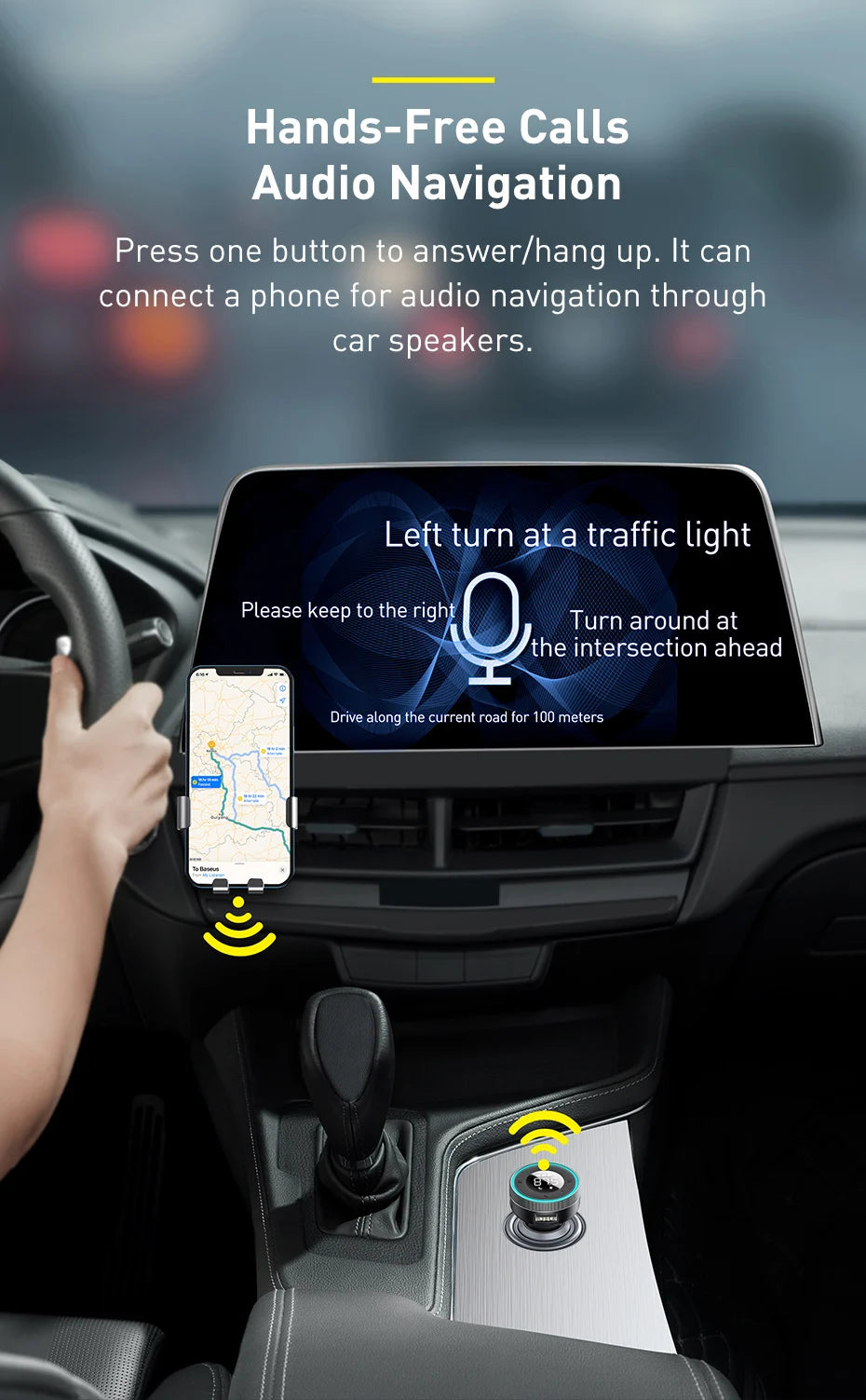 Baseus Bluetooth 5.0 FM Transmitter & Car Charger | Wireless Audio Hands-Free