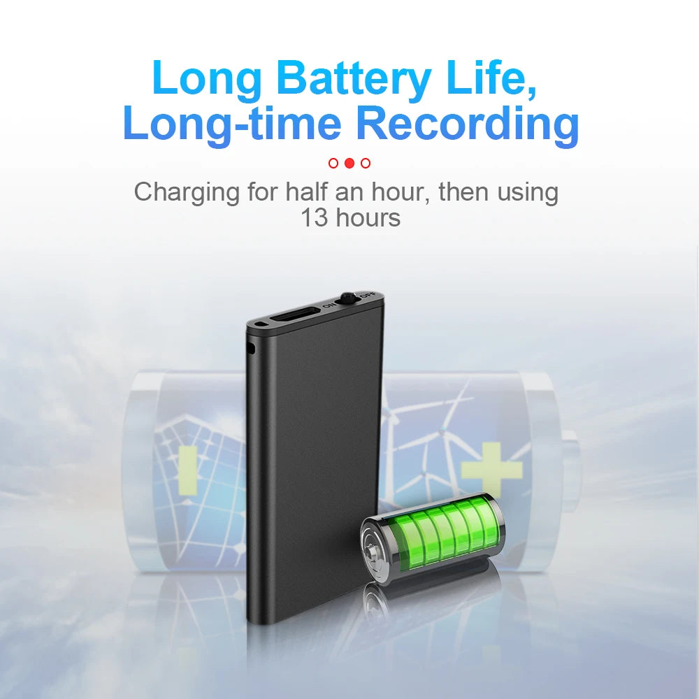 Ultra-Thin Mini Voice Recorder & MP3 Player | Digital Dictaphone 4-32GB