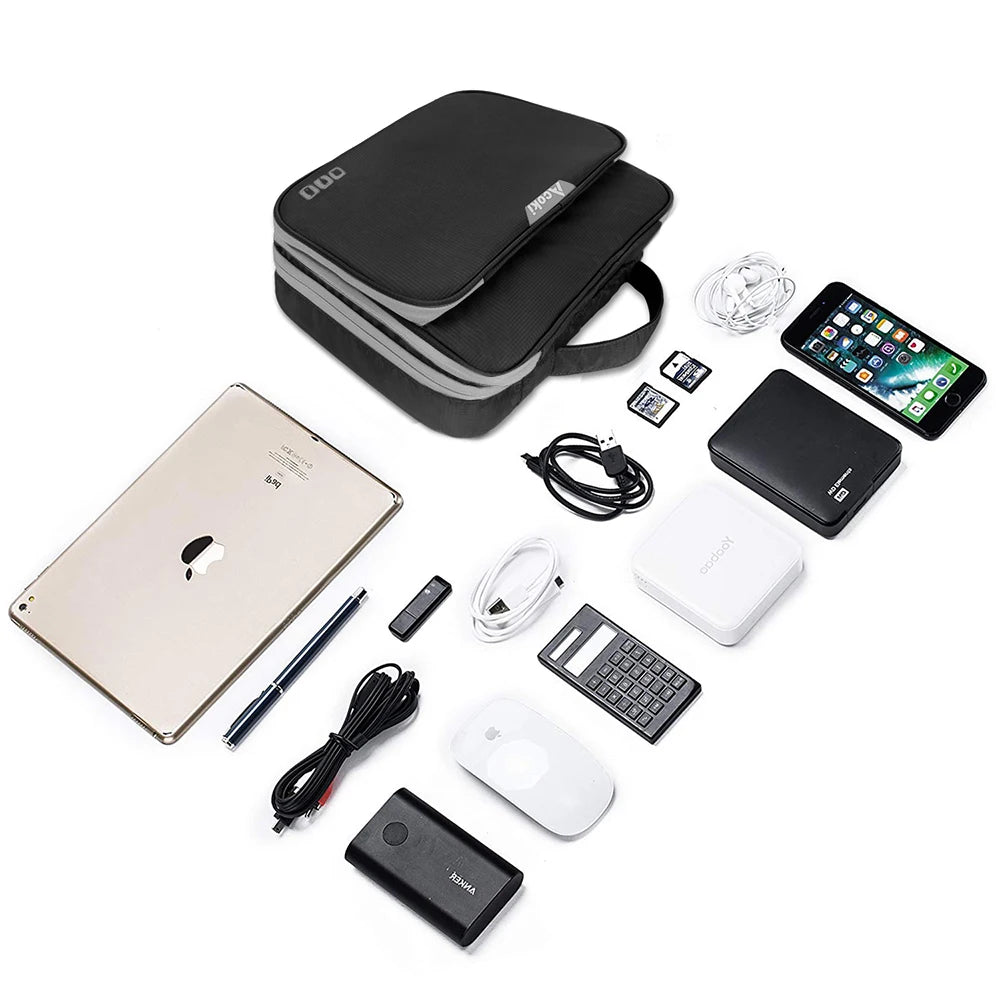 Travel Electronics Organizer Bag | Multi-Layer Cable & Charger Case for iPad