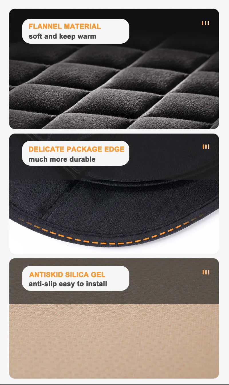 12V Heated Car Seat Cushion | Universal Cloth & Flannel Set