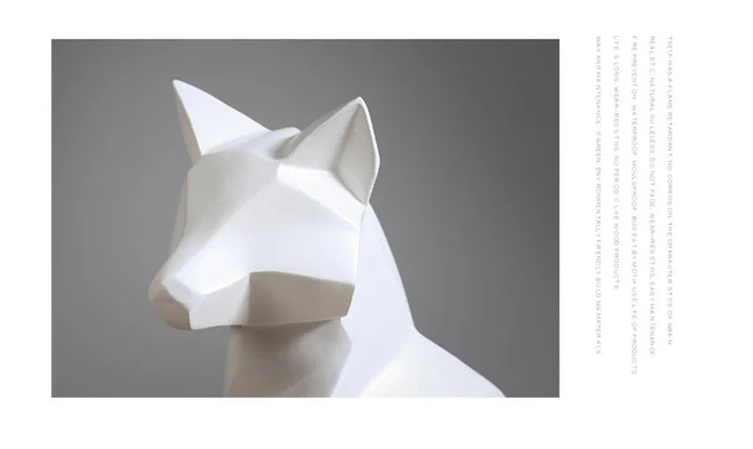 Geometric Fox Sculpture | Modern White Abstract Ornament