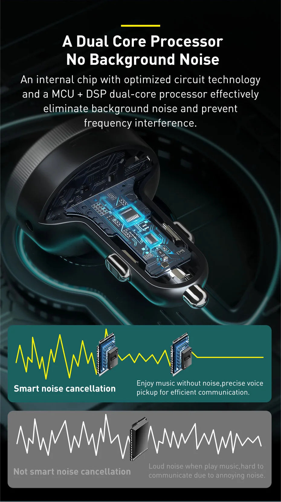 Baseus Bluetooth 5.0 FM Transmitter & Car Charger | Wireless Audio Hands-Free