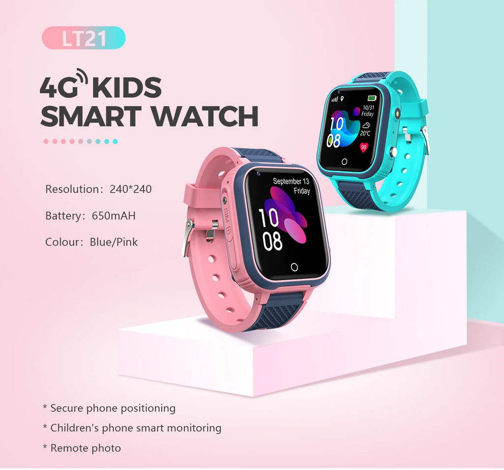 LT21 Kids 4G Smartwatch - GPS, Video Call, SOS, IP67 Waterproof