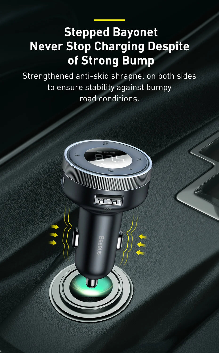 Baseus Bluetooth 5.0 FM Transmitter & Car Charger | Wireless Audio Hands-Free