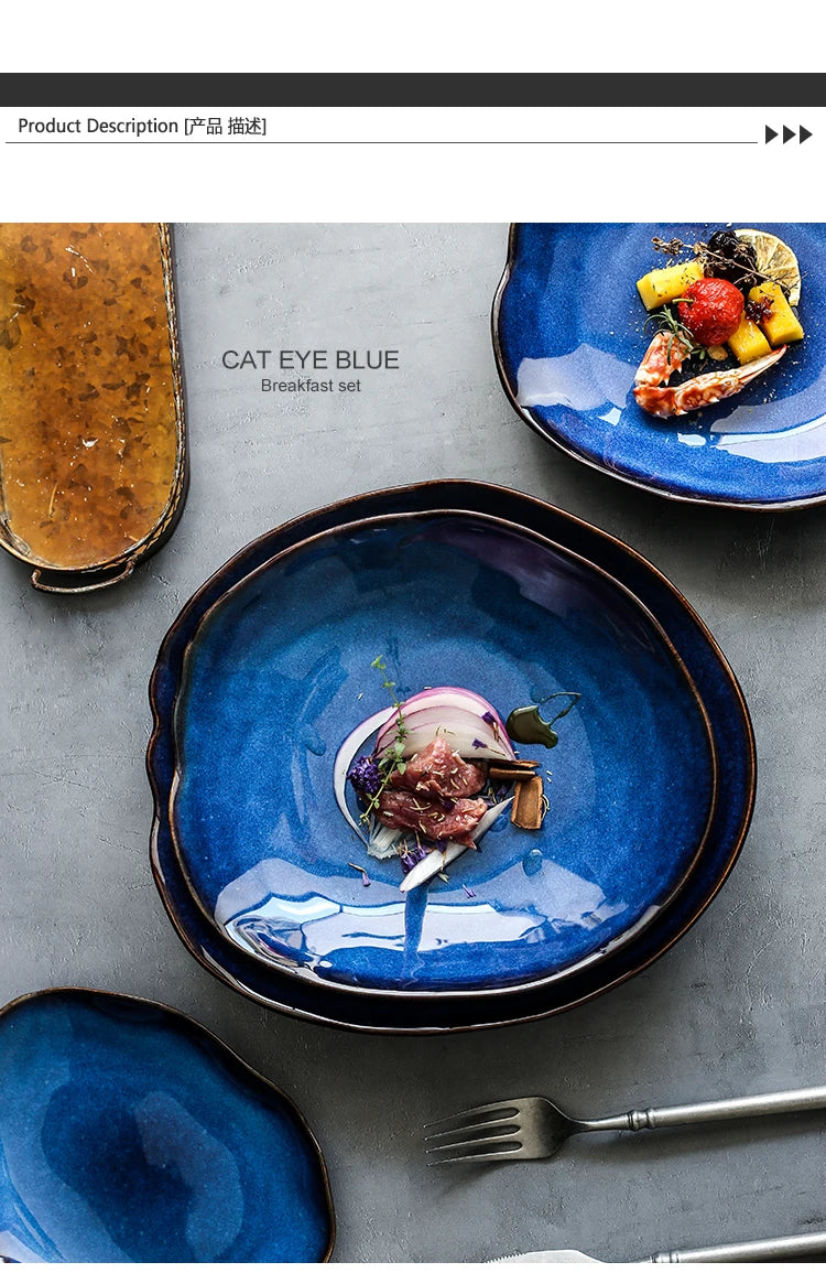 KINGLANG Nordic Irregular Ceramic Plate & Bowl Set - Modern Dining Collection