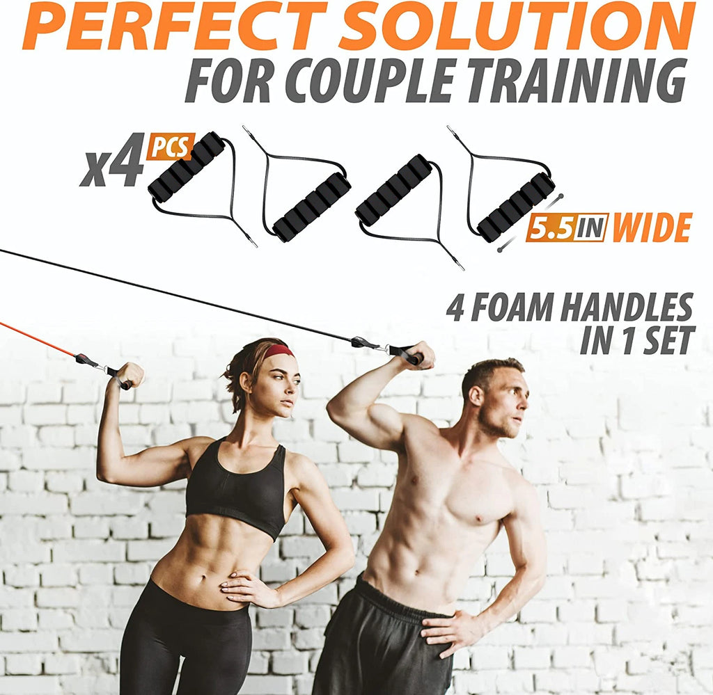 Workout Bar & Resistance Bands Set - Home Gym & Pilates
