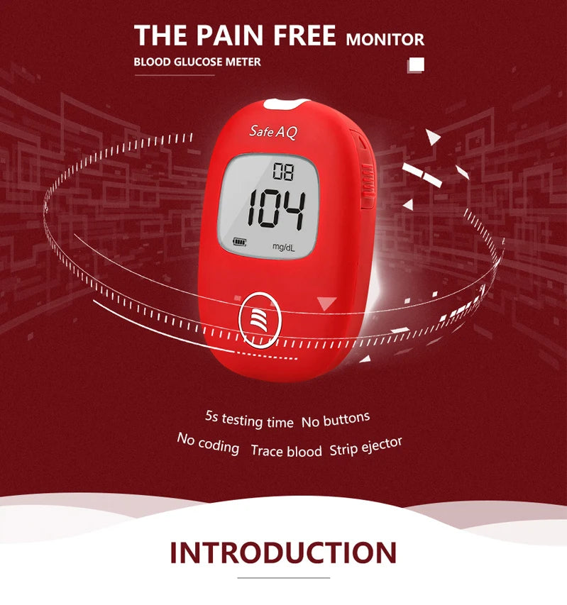 Safe AQ Blood Glucose Meter Kit – Fast Diabetes Blood Sugar Monitor
