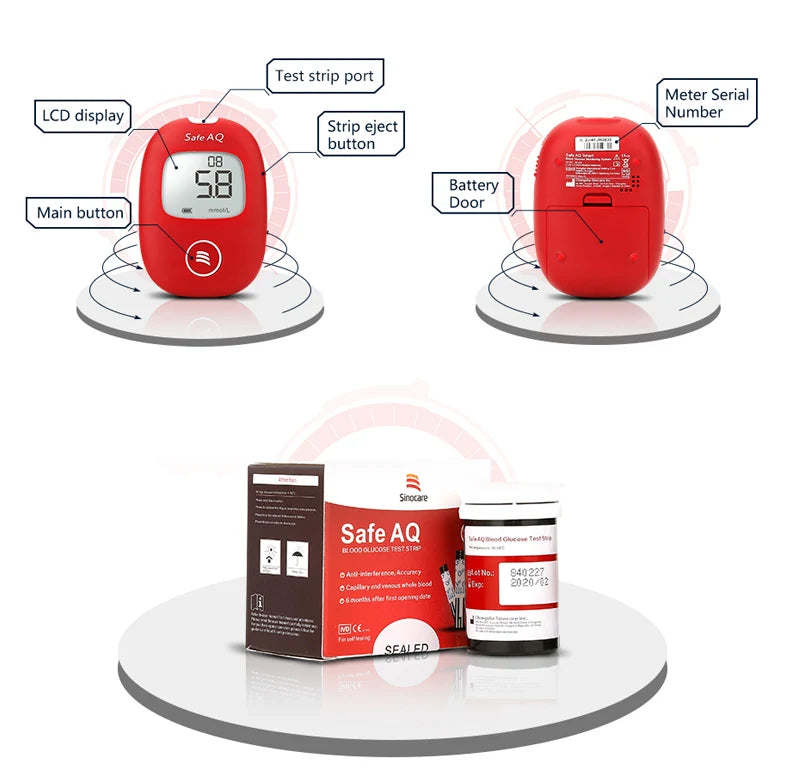 Safe AQ Blood Glucose Meter Kit – Fast Diabetes Blood Sugar Monitor